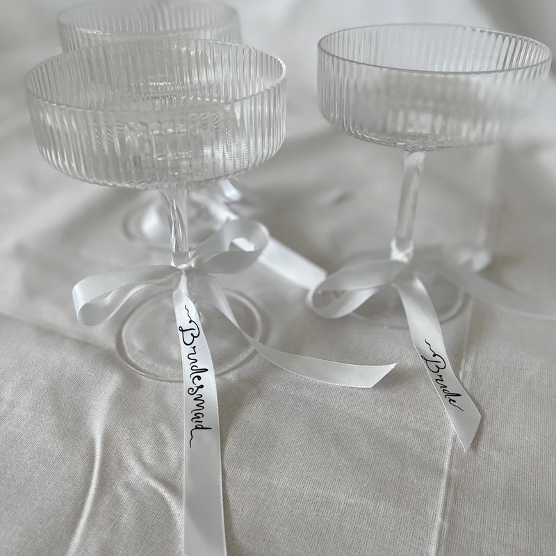 Champagne Tower Set - Bridesmaid Bride Bow Wedding Drink Tag