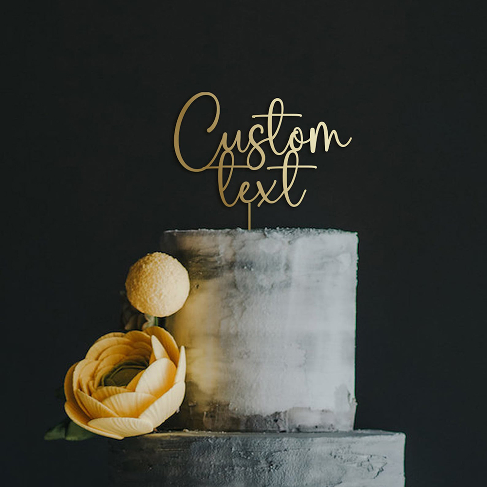 Custom Text Gold Acrylic Cake  - Wedding Ceremony Supply review and price