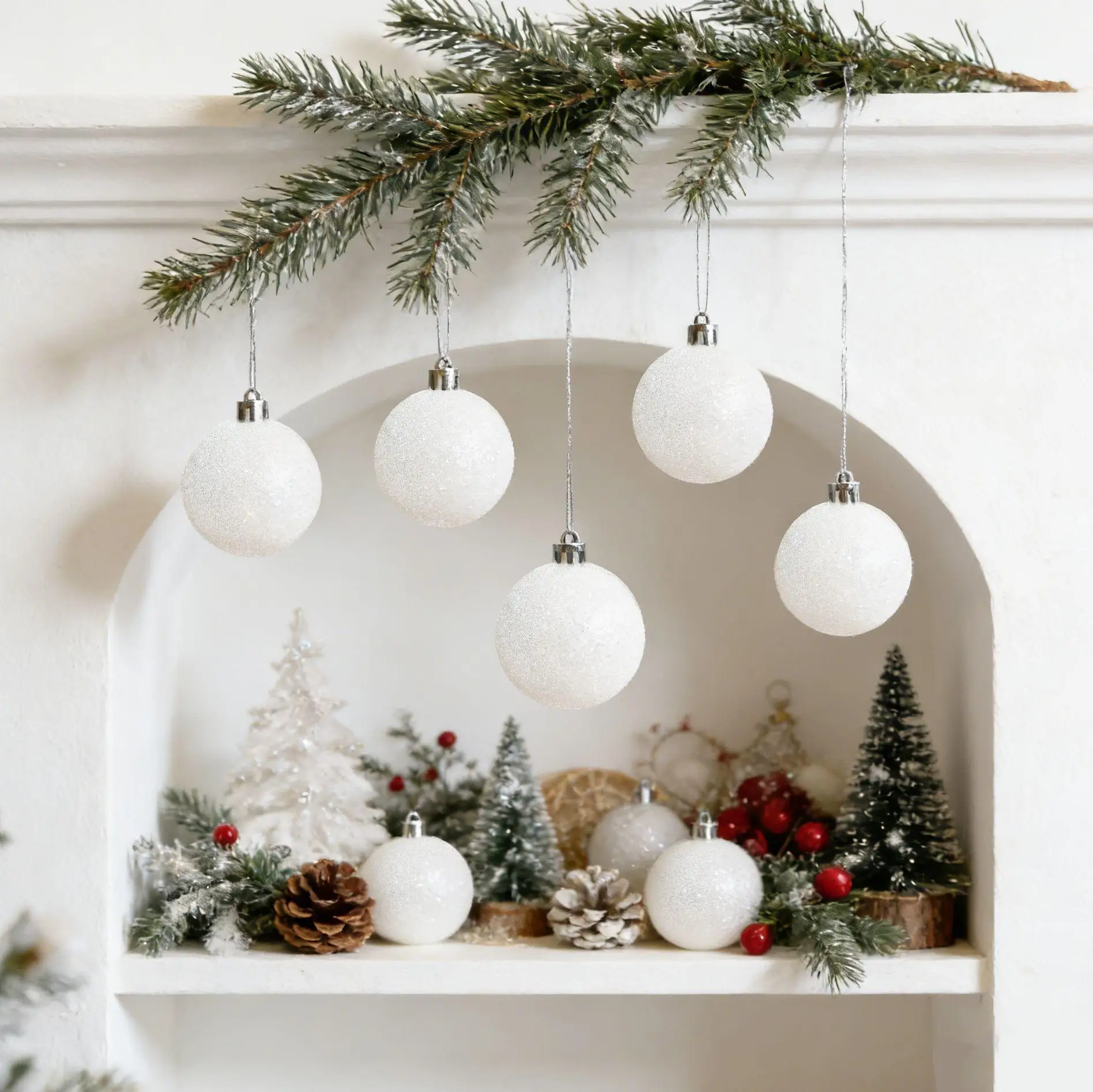 Christmas White Glitter Ball O - Wedding Supply Wholesale review and price