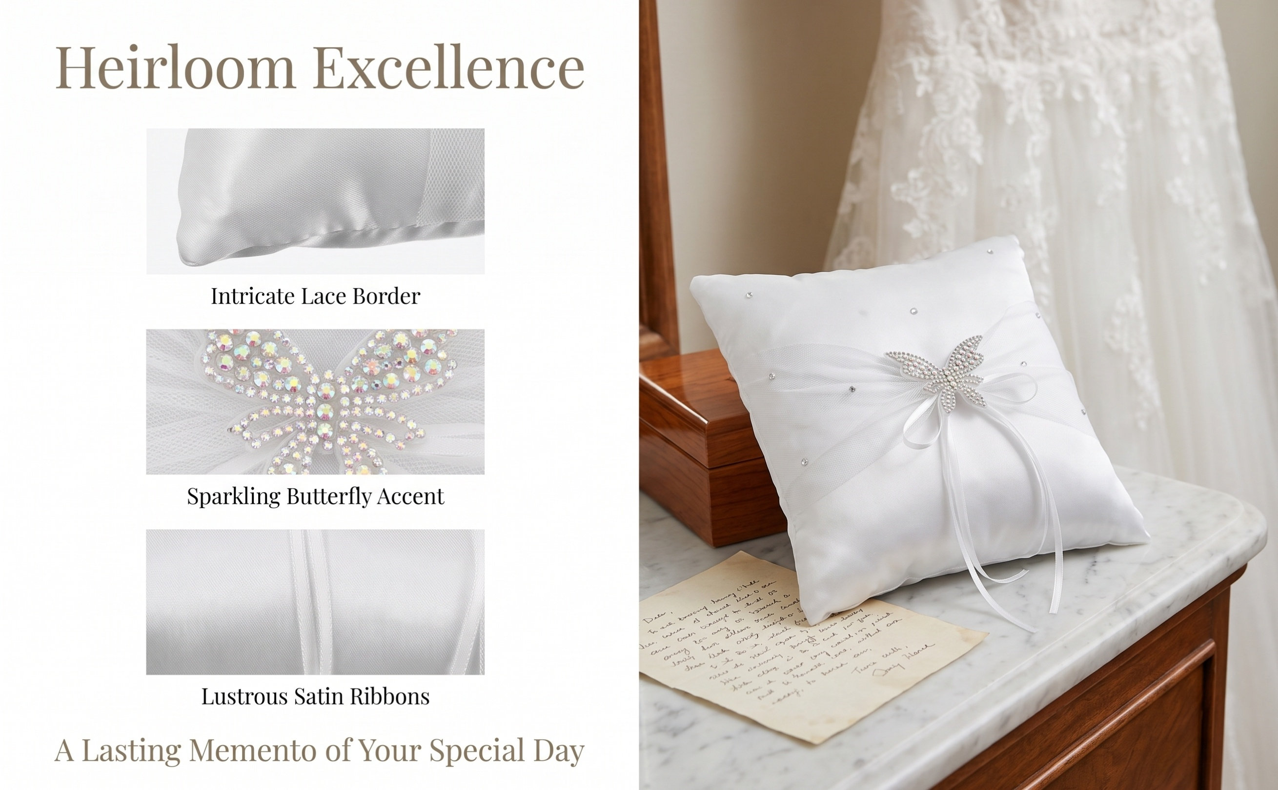 White Satin Wedding Ring Pillo - Ring Bearer Pillow review and price