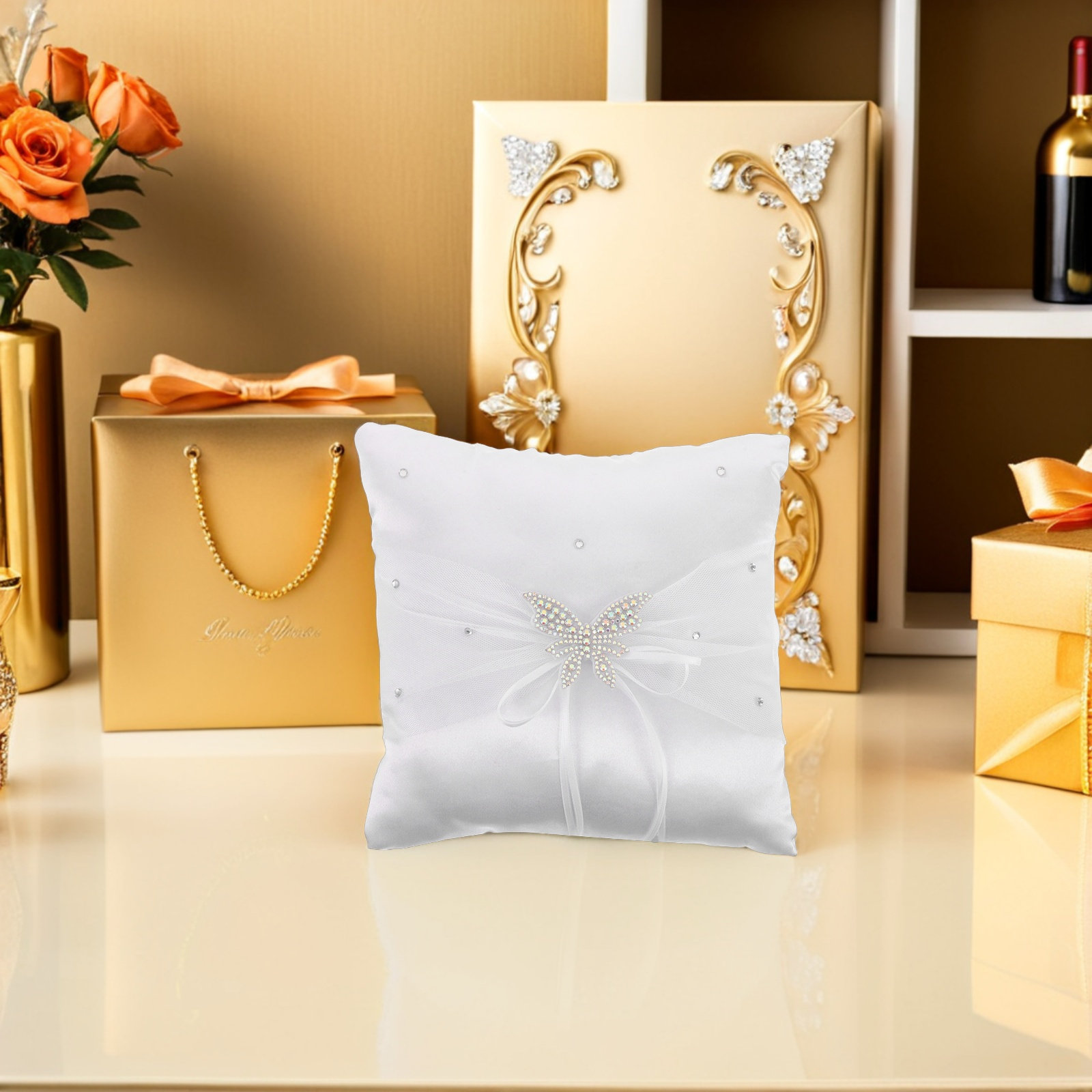 White Satin Wedding Ring Pillo - Ring Bearer Pillow review and price