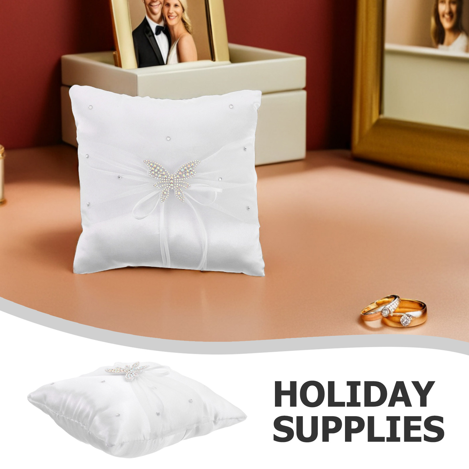 White Satin Wedding Ring Pillo - Ring Bearer Pillow review and price