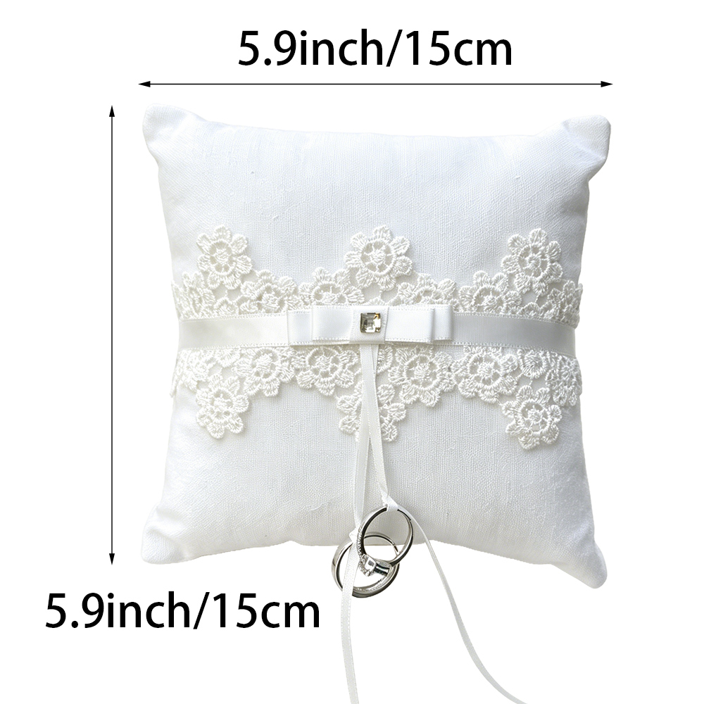 Linen Wedding Ring Pillow, wit - Ring Bearer Pillow review and price