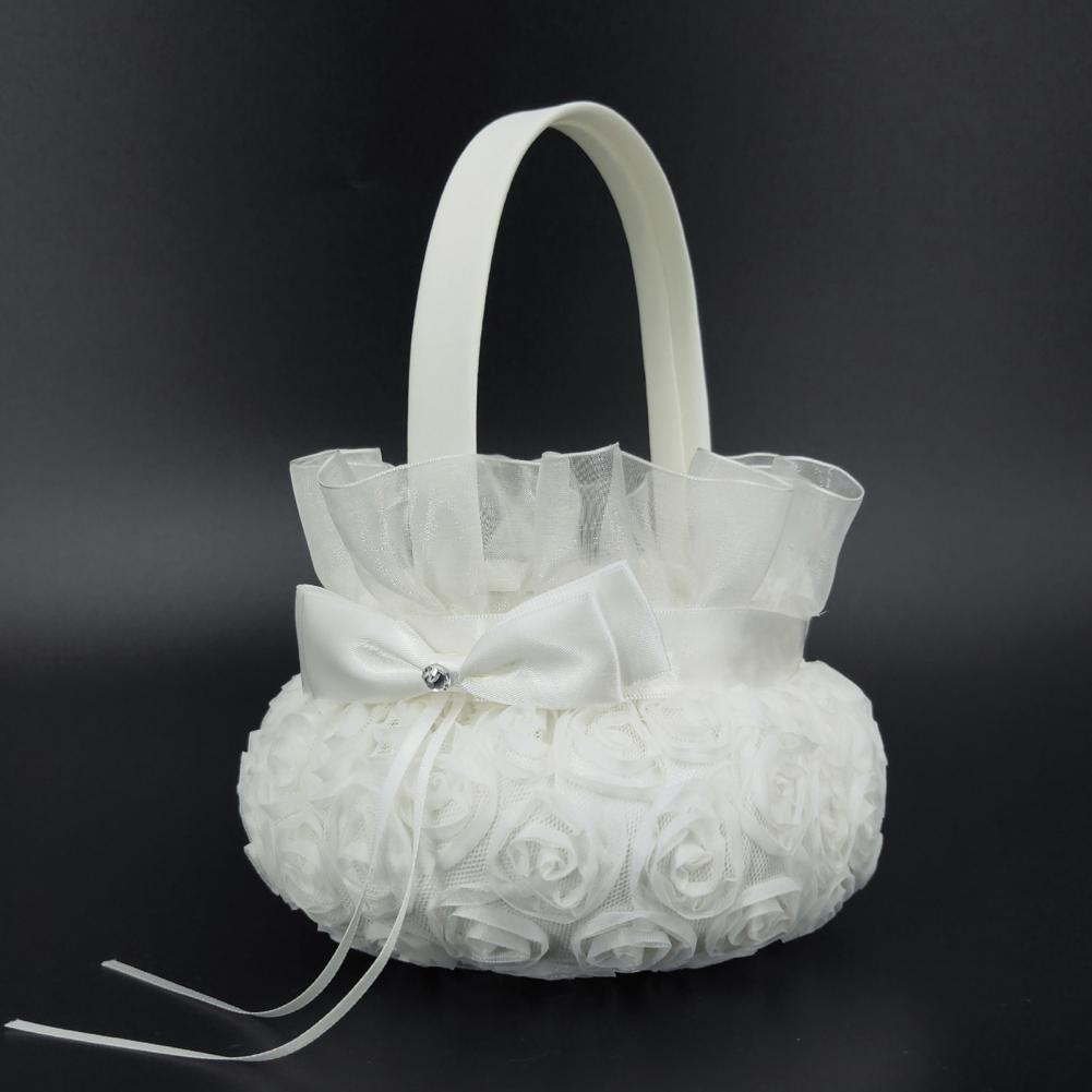 Romantic Flower Pearl Bowknot  - Flower Girl Basket review and price
