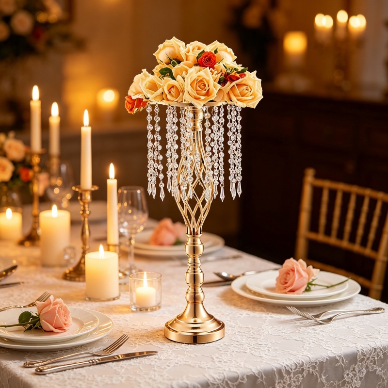 Elegant Tall Gold Crystal Flow - Flower Girl Basket review and price