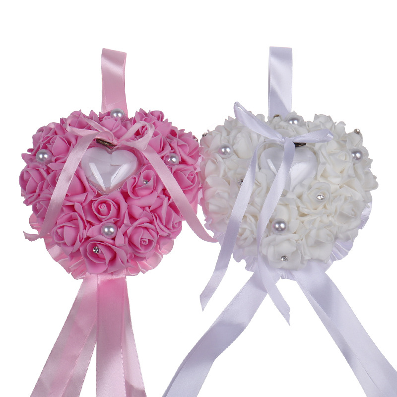 1Pcs Heart-shape Rose Flowers  - Ring Bearer Pillow review and price