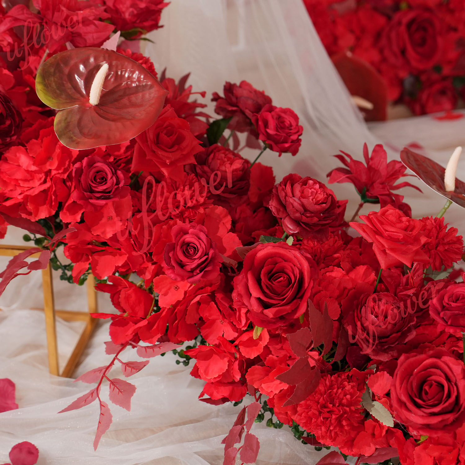 Uflower Red Flower Row Wedding - Wedding Arch Flower review and price