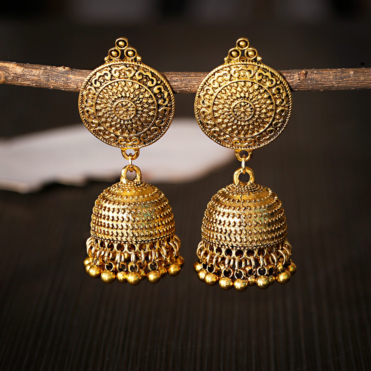 Vintage Ethnic Gold Color Jhum - Indian Wedding Supply review and price