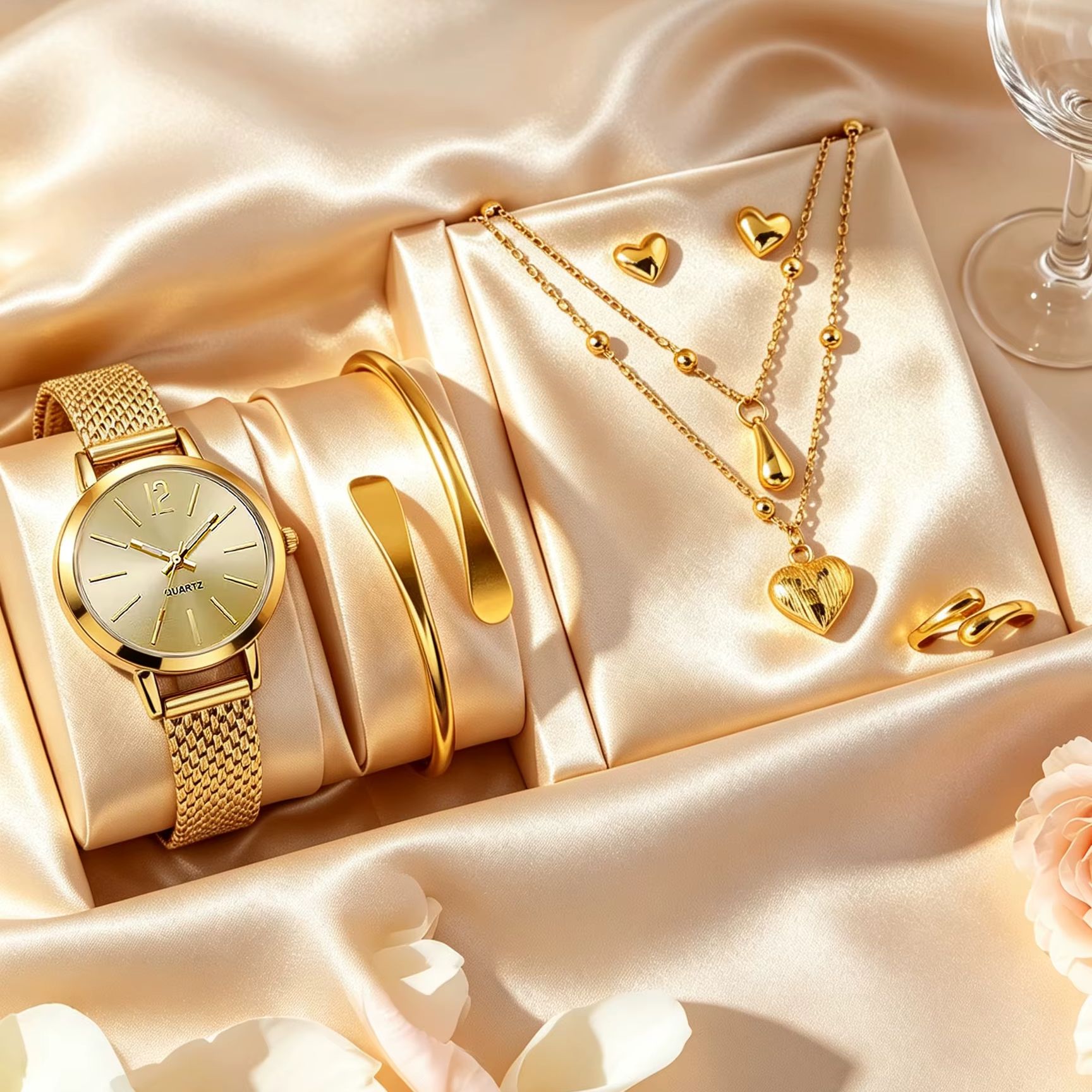 Women's 6-Piece Gold Watch and - Wedding Package Gold review and price