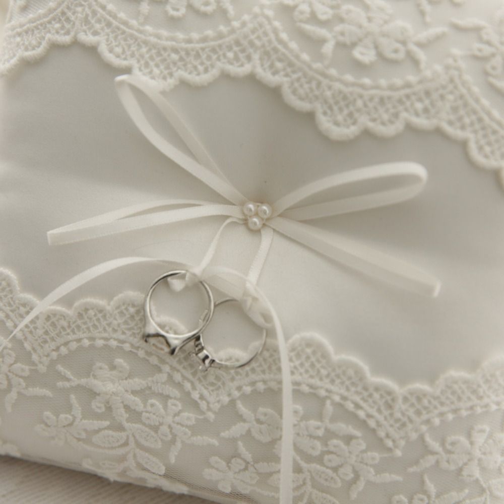 White Lace Wedding Ring Pillow - Ring Bearer Pillow review and price